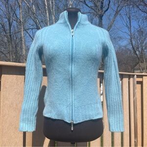 Martorani Cashmere Women’s Blue 100% Cashmere Full Zip Cardigan Sweater Size M